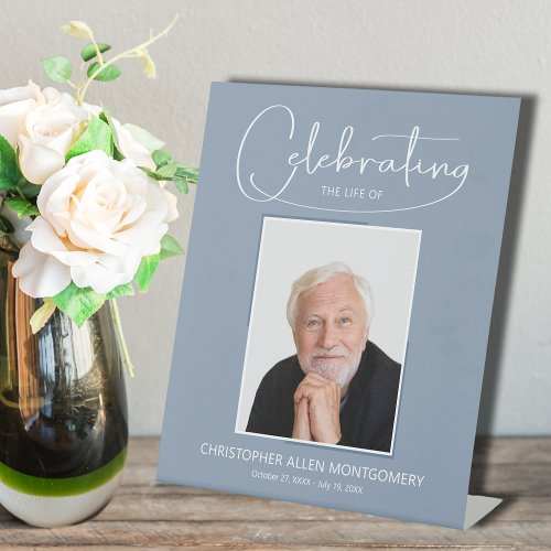 Celebrating the Life of Photo Memorial Funeral Pedestal Sign