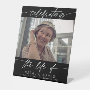 Celebrating the Life of Script Memorial Photo Pedestal Sign