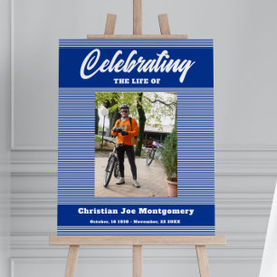 Celebrating the life  Photo Blue Stripes Funeral Foam Board