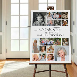 Celebrating the Life Photo Collage Modern Memorial Foam Board