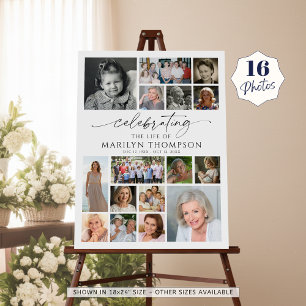 Celebrating the Life Photo Collage Modern Memorial Foam Board