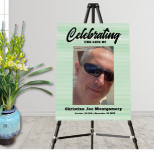 Celebrating the life  Photo Green Stripes Funeral  Foam Board