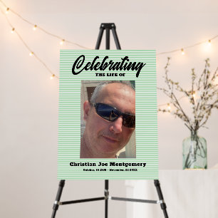 Celebrating the life Photo Green Stripes Funeral Foam Board