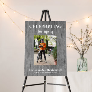 Celebrating the life Photo Grey Wood Funeral Foam Board