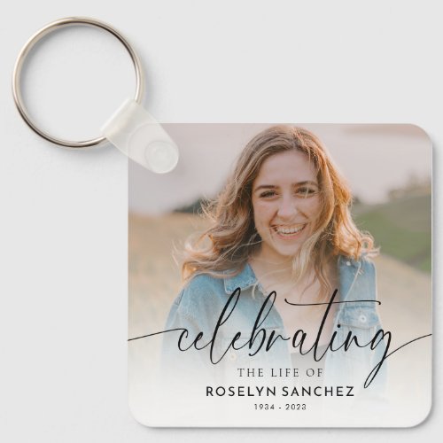 Celebrating the Life Photo Memorial Funeral Keychain