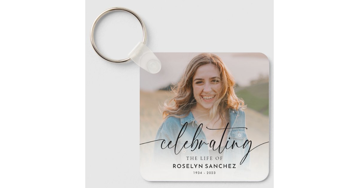 Celebrating the Life Photo Memorial Funeral Keychain Zazzle