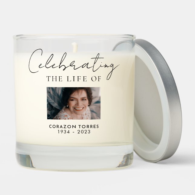 Celebrating the Life Photo Memorial Keepsake Scented Candle (Lid)