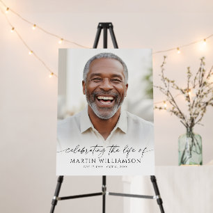 Celebrating the Life Photo Modern Script Memorial Foam Board