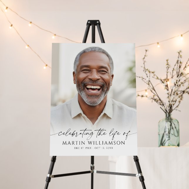 Celebrating the Life Photo Modern Script Memorial Foam Board (In Situ (Stand))