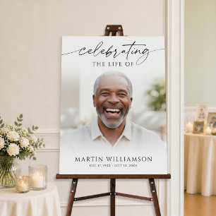 Celebrating the Life Photo Modern Script Memorial Foam Board