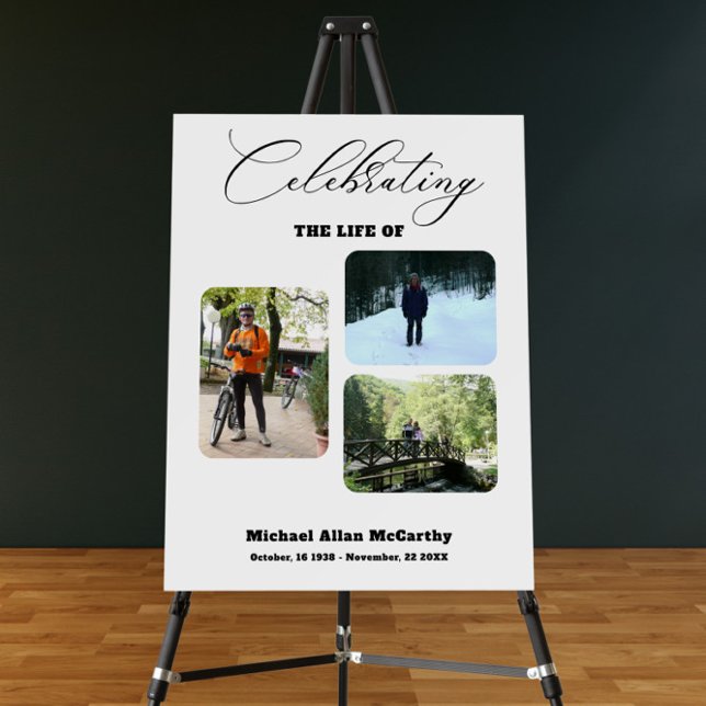 Celebrating the life Three Photos Funeral Foam Board (Creator Uploaded)