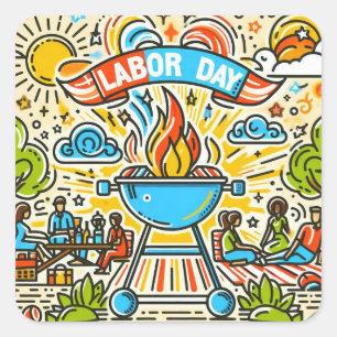 Celebrating Together - Labor Day BBQ Square Sticker