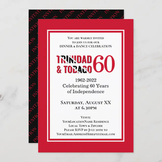 Celebrating Trinidad 60th Anniversary Independence Invitation Zazzle