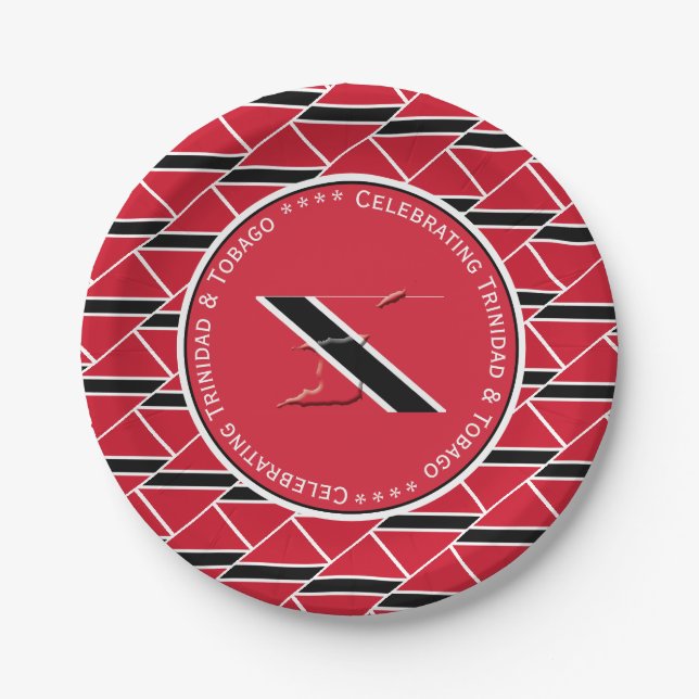 Celebrating TRINIDAD & TOBAGO FLAG Custom Photo Paper Plates (Front)