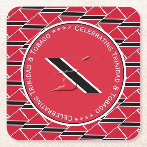 Celebrating TRINIDAD  TOBAGO FLAG Custom Photo Square Paper Coaster