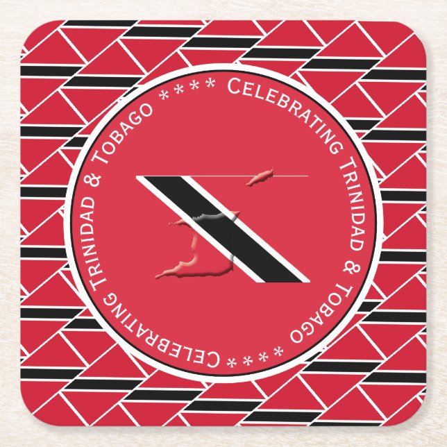 Celebrating TRINIDAD & TOBAGO FLAG Custom Photo Square Paper Coaster (Front)