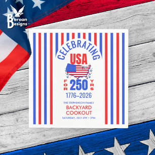 Celebrating USA 250 Years BBQ Cookout July 4th Napkins