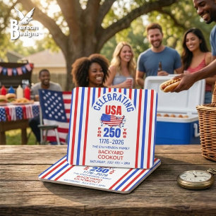 Celebrating USA 250 Years Family BBQ July 4th Square Paper Coaster
