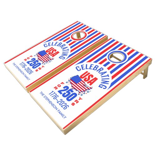 Celebrating USA 250 Years Family July 4th Cornhole Set