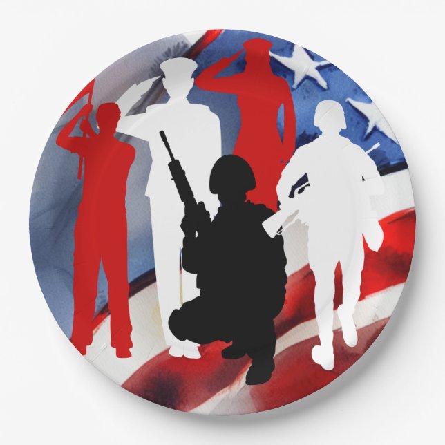 Celebrating Veterans Paper Plates (Front)