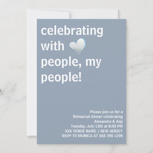 Celebrating With People My People Rehearsal Dinner Invitation