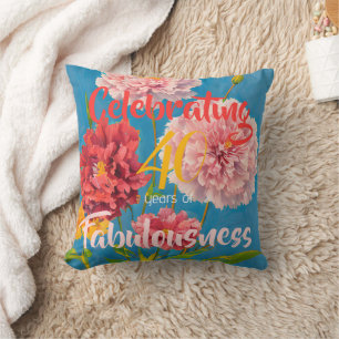 Celebrating Years of Fabulousness Pink Carnations Throw Pillow