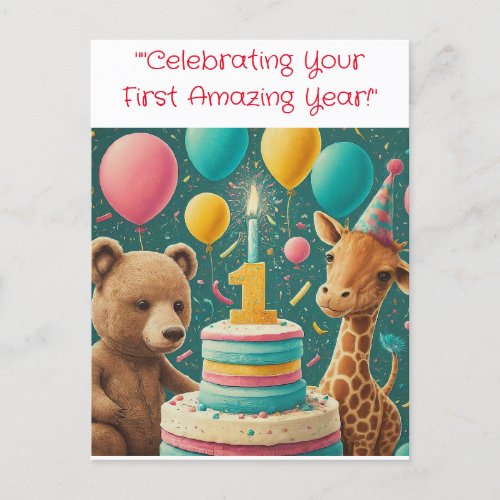 Celebrating Your First Amazing Year Postcard