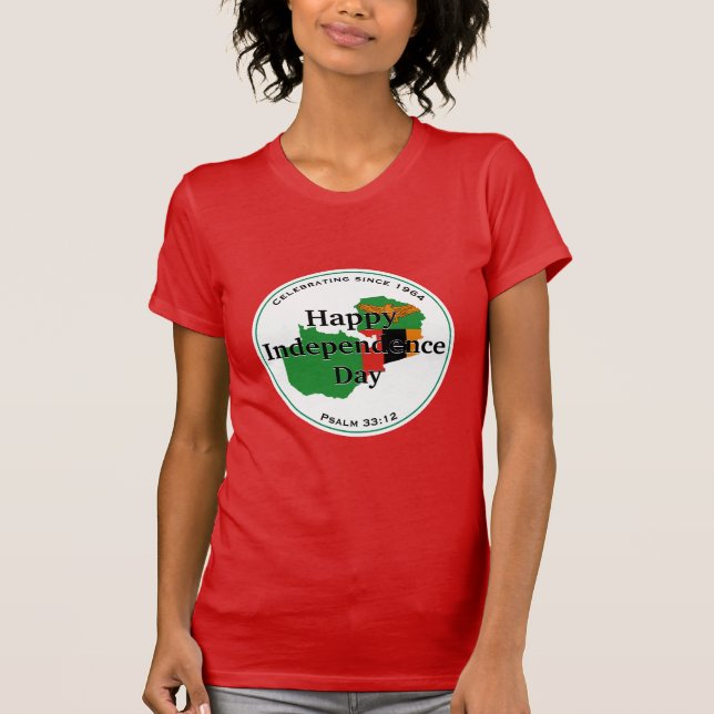 Celebrating ZAMBIA INDEPENDENCE Zambian Flag RED T-Shirt (Front)