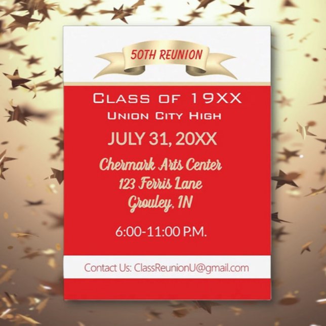 Celebration!  50th Class Reunion Invitation Postcard (Creator Uploaded)