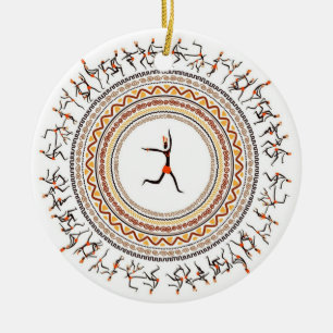 Celebration/African Folk Dance Motif Design Ceramic Ornament