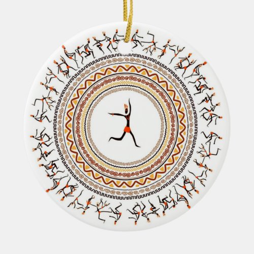 CelebrationAfrican Folk Dance Motif Design Ceramic Ornament