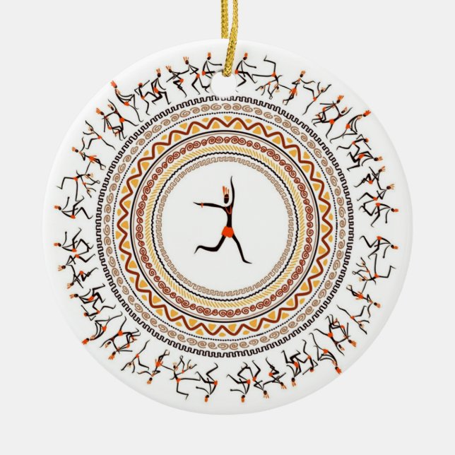 Celebration/African Folk Dance Motif Design Ceramic Ornament (Front)