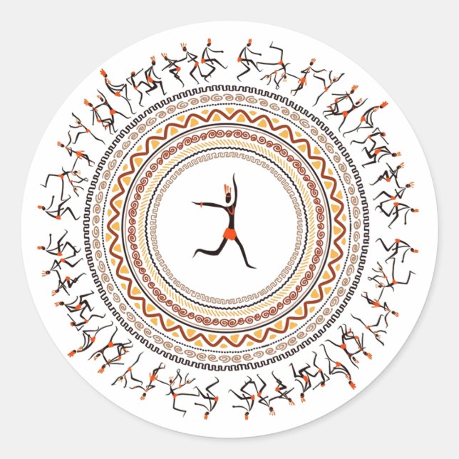 Celebration/African Folk Dance Motif Design Classic Round Sticker (Front)