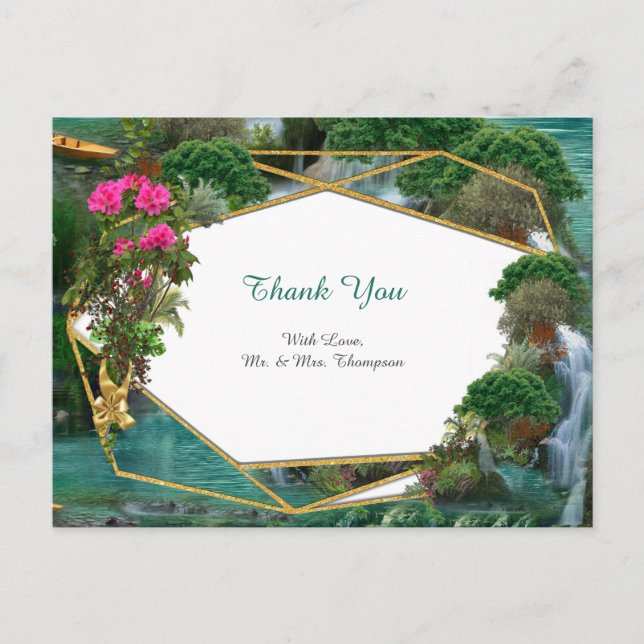 Celebration at the Magical Fantasy Lake Thank You Announcement Postcard (Front)