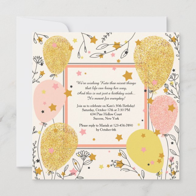 Celebration Balloons Invitation (Front)