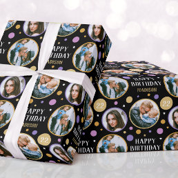 Celebration Birthday Custom Photo Purple Wrapping Paper