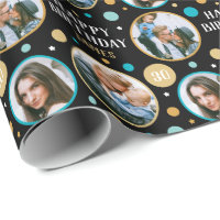 Celebration Birthday Custom Photo Turquoise Green Wrapping Paper