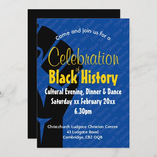 CELEBRATION BLACK HISTORY Personalized BHM Blue Invitation
