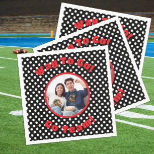 Celebration Black/White Polka Dots Red Trim Napkins