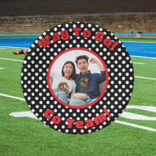 Celebration Black/White Polka Dots Red Trim Paper Plates