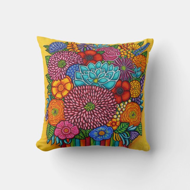 Celebration Bouquet Throw Pillo Pillow (Front)