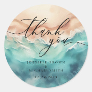 Celebration Branding Gift Beach Ocean Thank You Classic Round Sticker