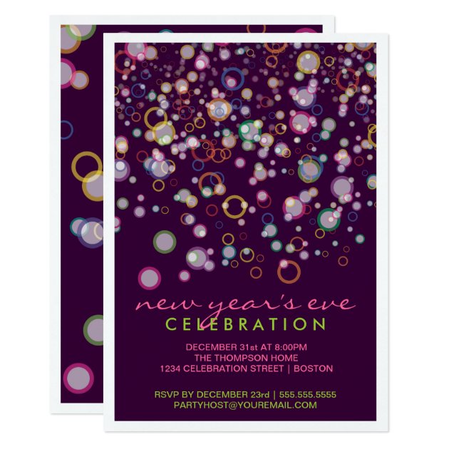 Celebration Bubbles New Year's Eve Party Invitation