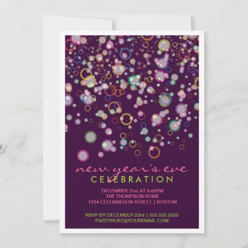 Celebration Bubbles New Year's Eve Party Personalized Invitations