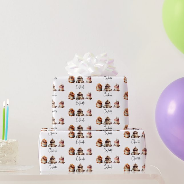 Celebration Cake Trio Wrapping Paper (Party Gifts)