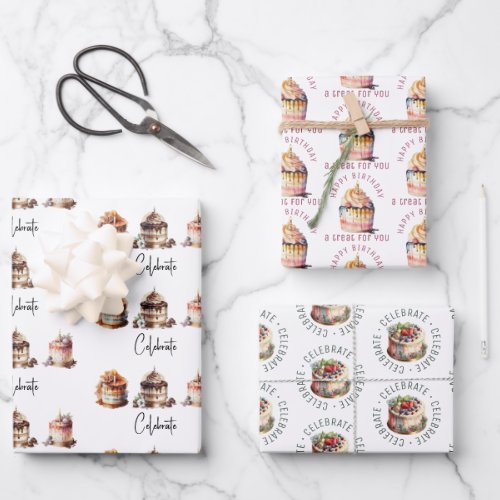 Celebration Cakes Wrapping Paper Sheets