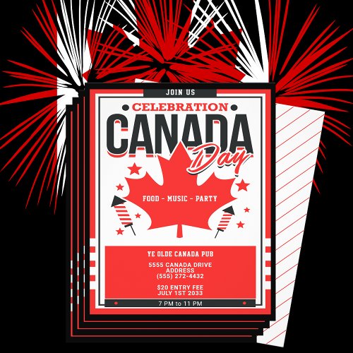 Celebration Canada Day July 1st Party Invitation Flyer
