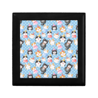 Celebration Cats on Blue Polka Dots Gift Box