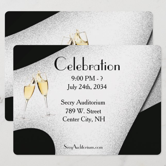 Celebration Champagne Glass  Invitation (Front/Back)