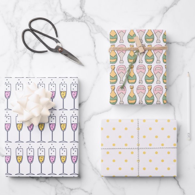 Celebration Champagne  Wrapping Paper Sheets (Front)